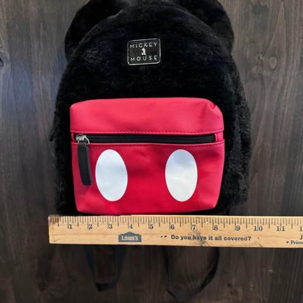 Disney Mickey Mouse Soft Fuzzy Faux Fur with Ears Mini Backpack - Picture 4 of 5
